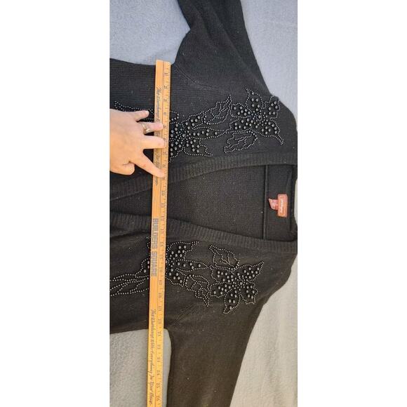 Vintage Worthington Silk Angora Nylon LambsWool Blend Sweater Black‎ Beaded Sz M - Picture 4 of 7